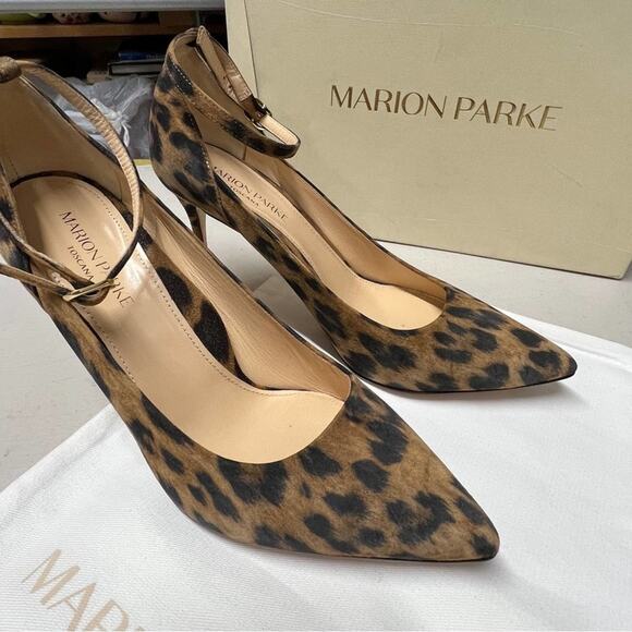 MARION PARKE TOSCANA Leopard ankle strap heels NWT SZ 7.5 - Picture 4 of 15